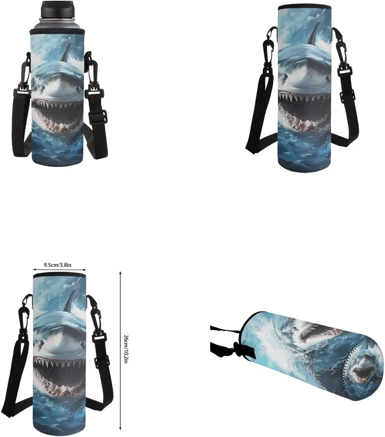 Shark School Backpack for Boys 8-12 4 in 1 Kids Bookbags with Lunch Box Water Bottle Sleeve Pencil Case 17" Cool Backpacks for Elementary Middle School Boys Schoolbag