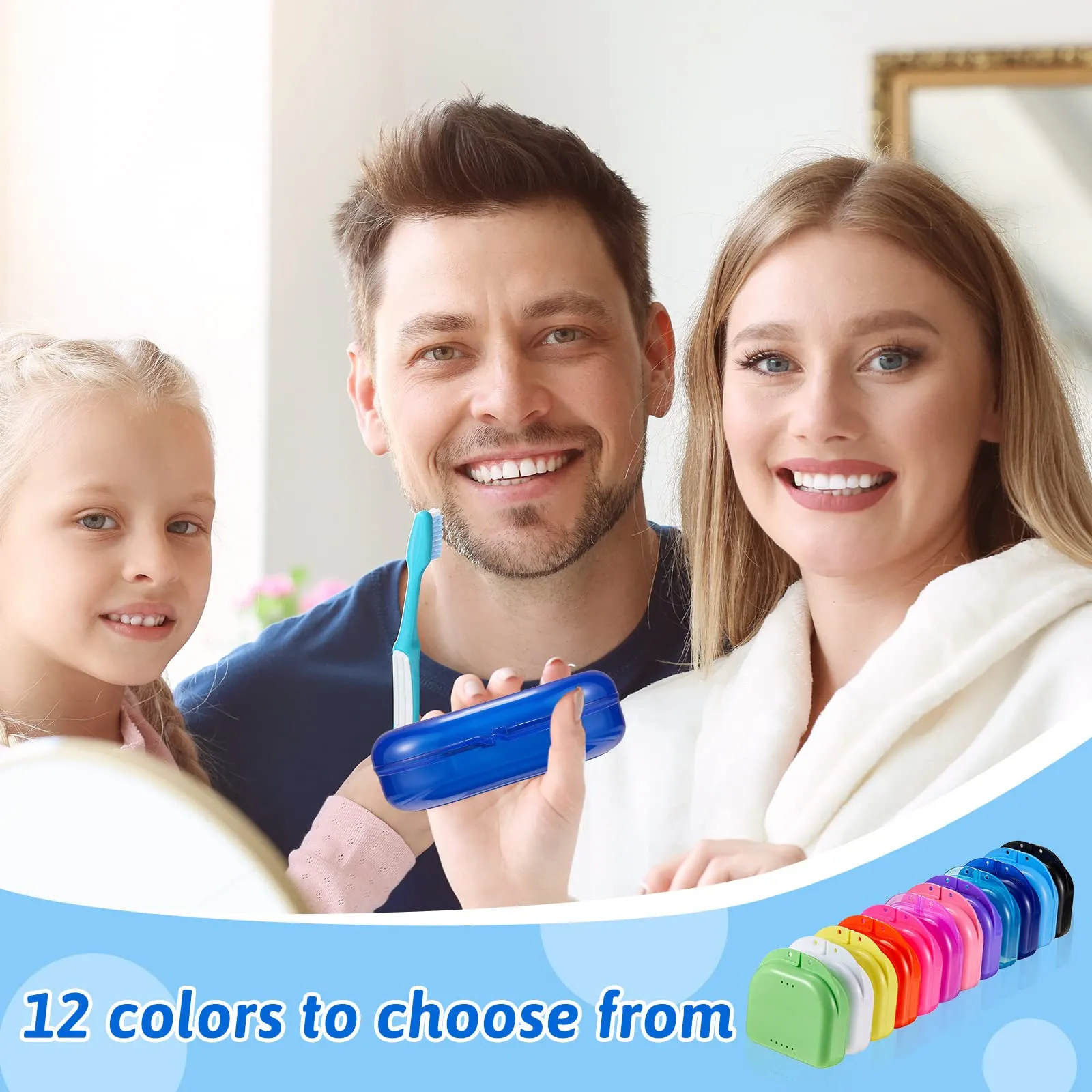 Sherr 120 Pcs Dental Retainer Case with Holes 12 Colors Denture Case Mouth Guard Holder Multicolored Retainer Holder False Teeth Container for Travel Office Home