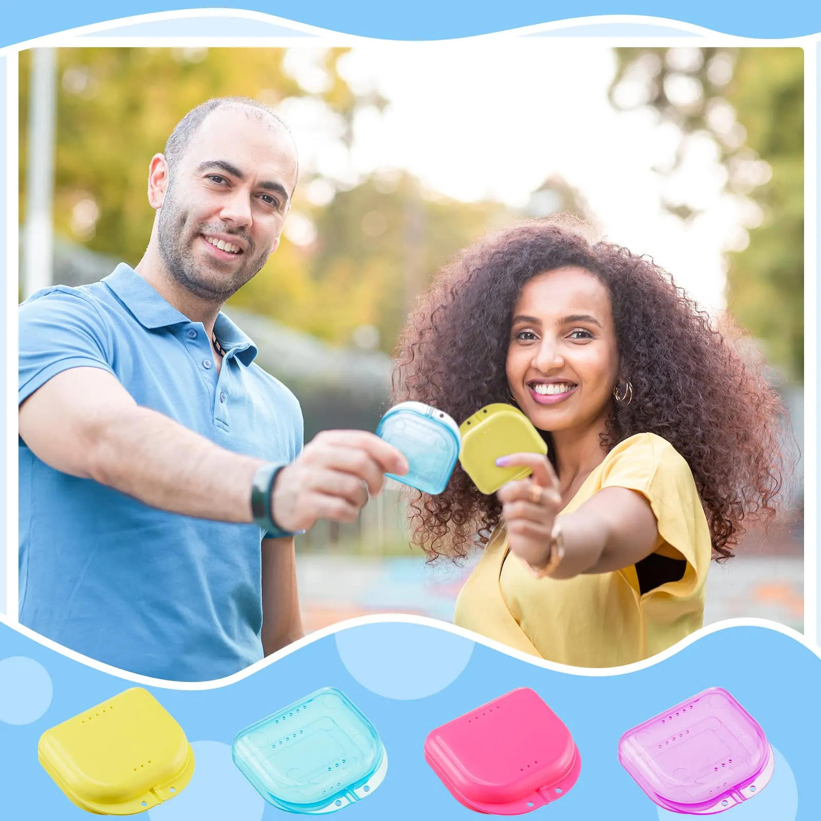 Sherr 120 Pcs Dental Retainer Case with Holes 12 Colors Denture Case Mouth Guard Holder Multicolored Retainer Holder False Teeth Container for Travel Office Home