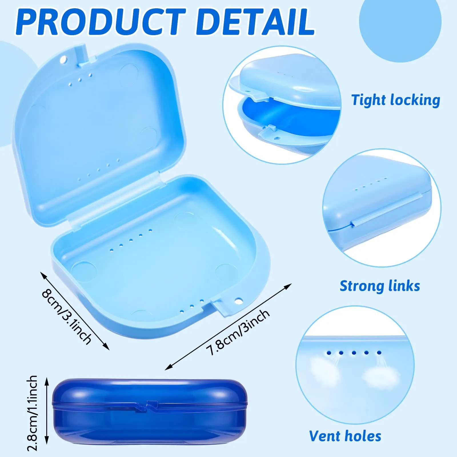 Sherr 120 Pcs Dental Retainer Case with Holes 12 Colors Denture Case Mouth Guard Holder Multicolored Retainer Holder False Teeth Container for Travel Office Home