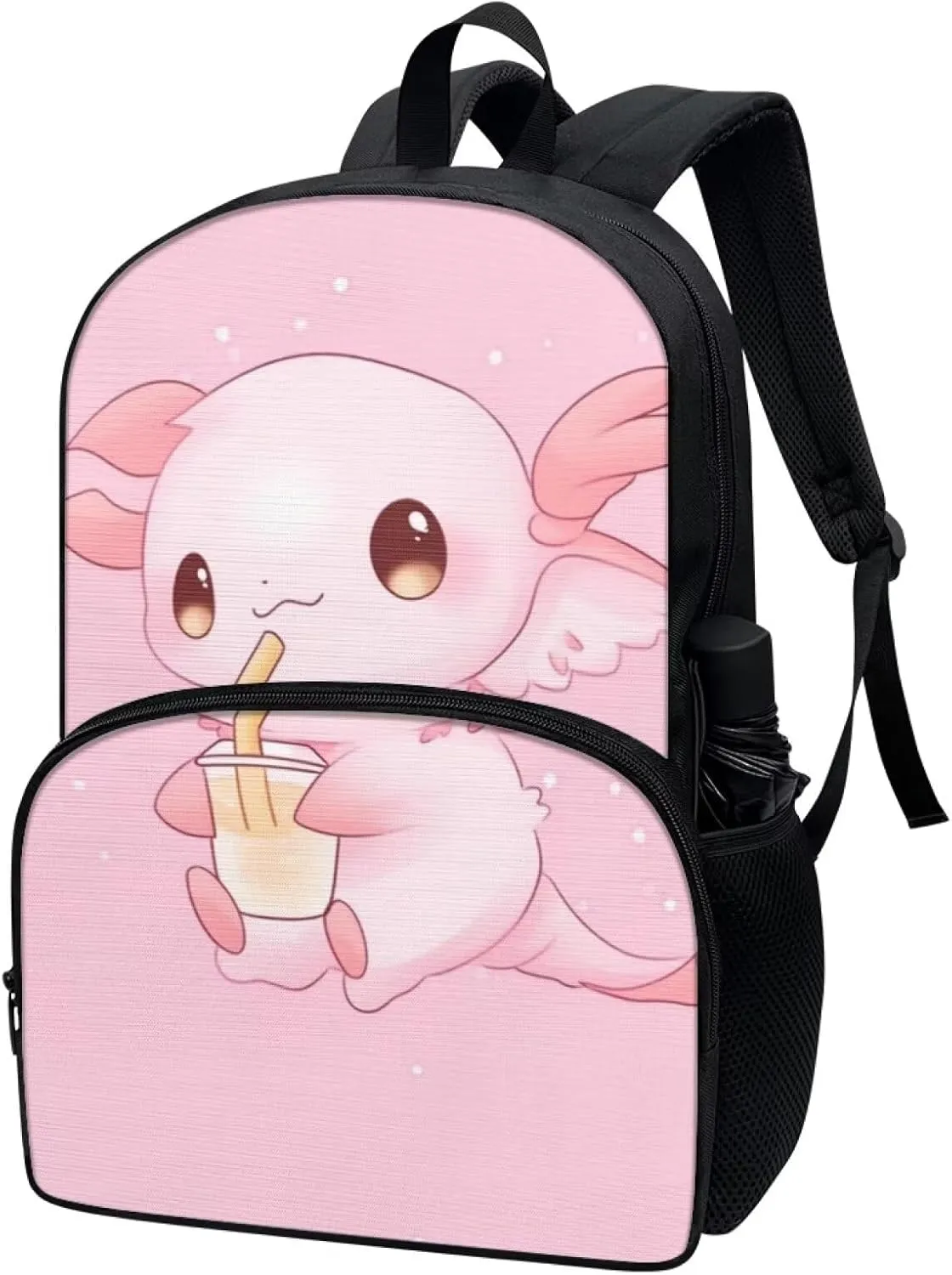 Showudesigns Cute Axolotl Book Bag for Girls 6-8 8-9 10-12 Kids School Bags Kindergarten Elementary School Backpack With Shoulder Strap 17 Inch Children Bookbag Large Capacity Schoolbags Pink