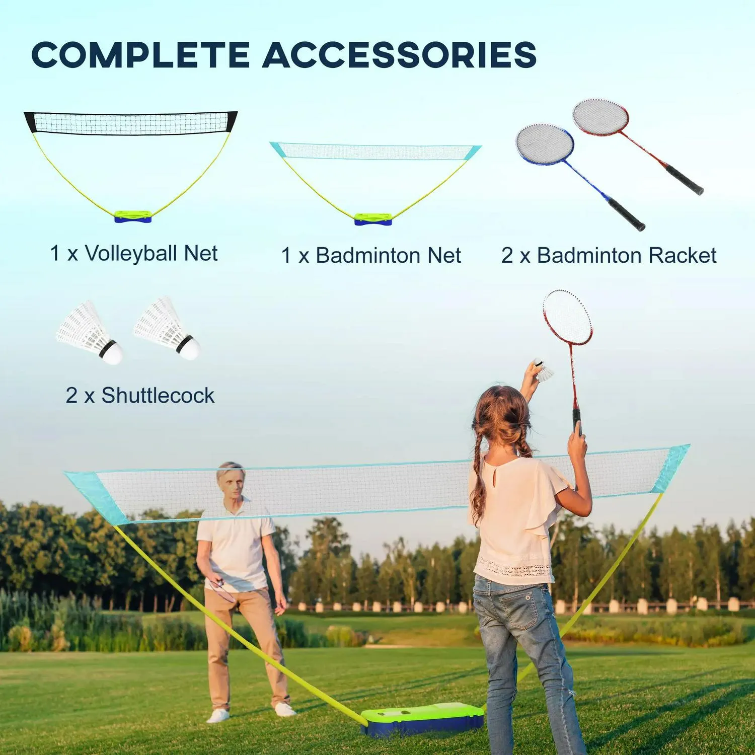 Shuttlecocks Clean-lined Rackets, Badminton Set Net Volleyball Priority shipping SPORTNOW Portable W/