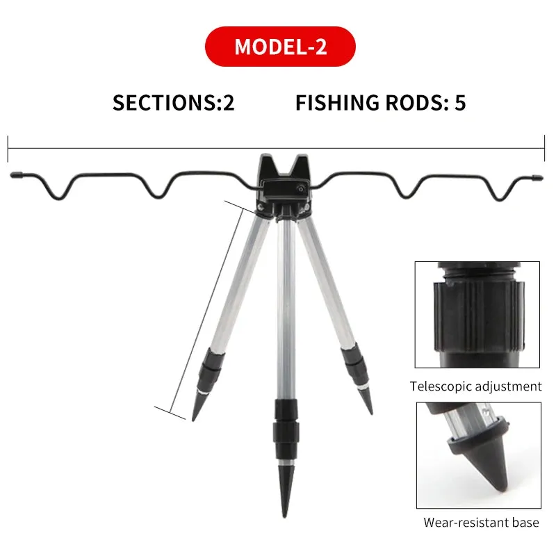 Sideny-Telescopic Bracket Holder,Sea Pole Support Frame, 3-Fold Fishing Rod Rest Base, Fishing Rod Load-Bearing, Tripod Stand
