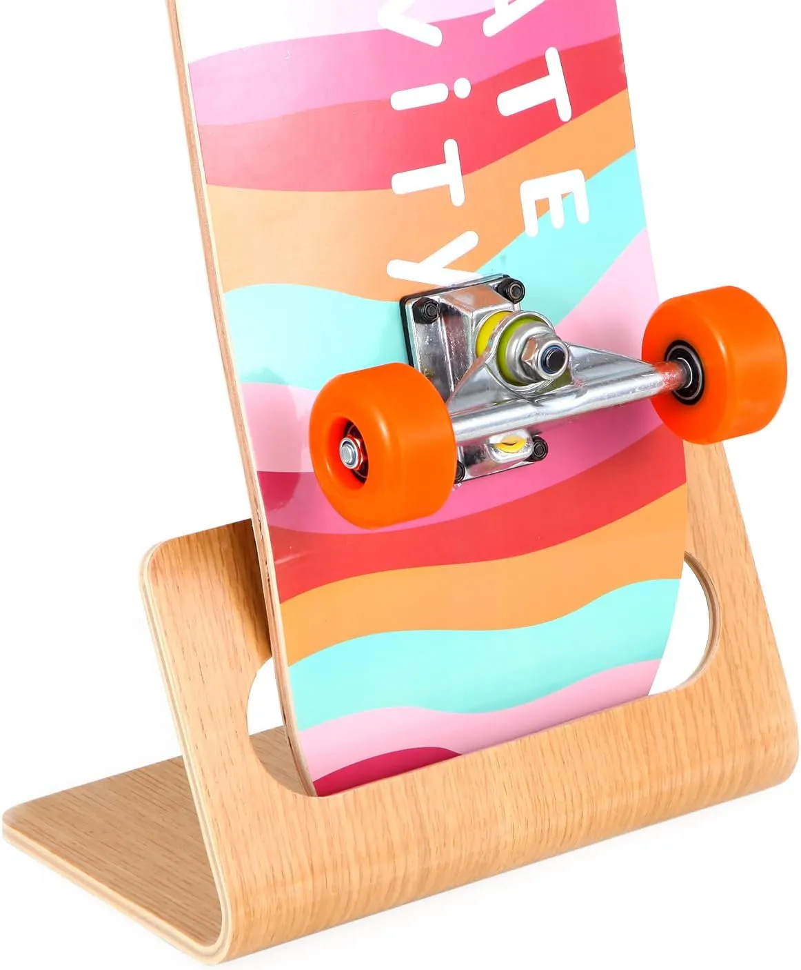 Skateboard Rack | Pine Wood Skateboard Stand | Durable Holder, Ideal for Skateboarding Accessories | No Assembly Required | Eco-Friendly Design