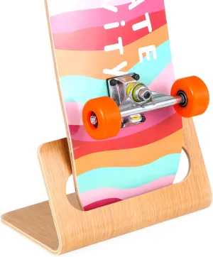 Skateboard Rack | Pine Wood Skateboard Stand | Durable Holder, Ideal for Skateboarding Accessories | No Assembly Required | Eco-Friendly Design