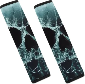 Skull Broken Glass Fashion Car Seat Belt Cover Pad for Shoulder Bag Camera Soft Comfort Accessories 2PCS