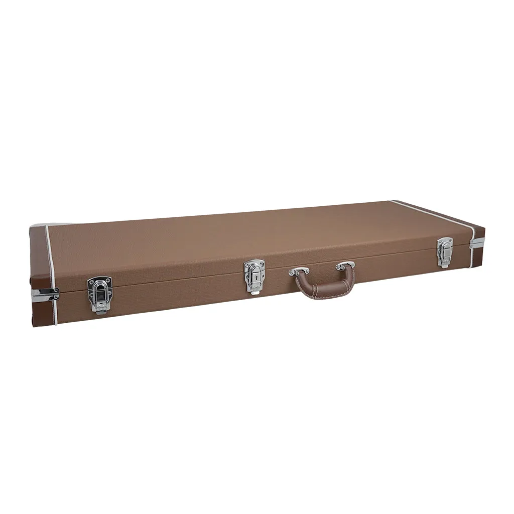 Sky Premium Electric Guitar Hard Case, Brown with Silver Plush Interior