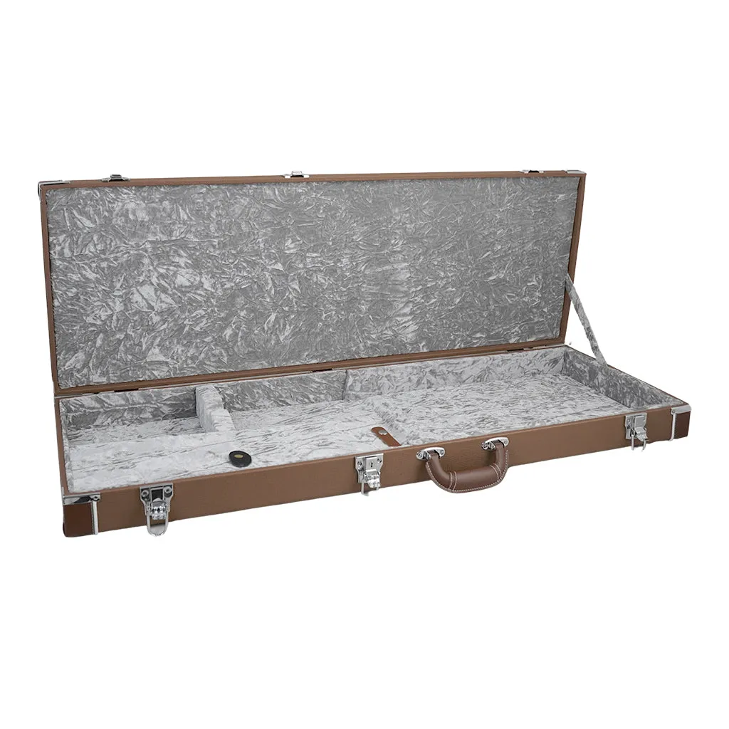 Sky Premium Electric Guitar Hard Case, Brown with Silver Plush Interior