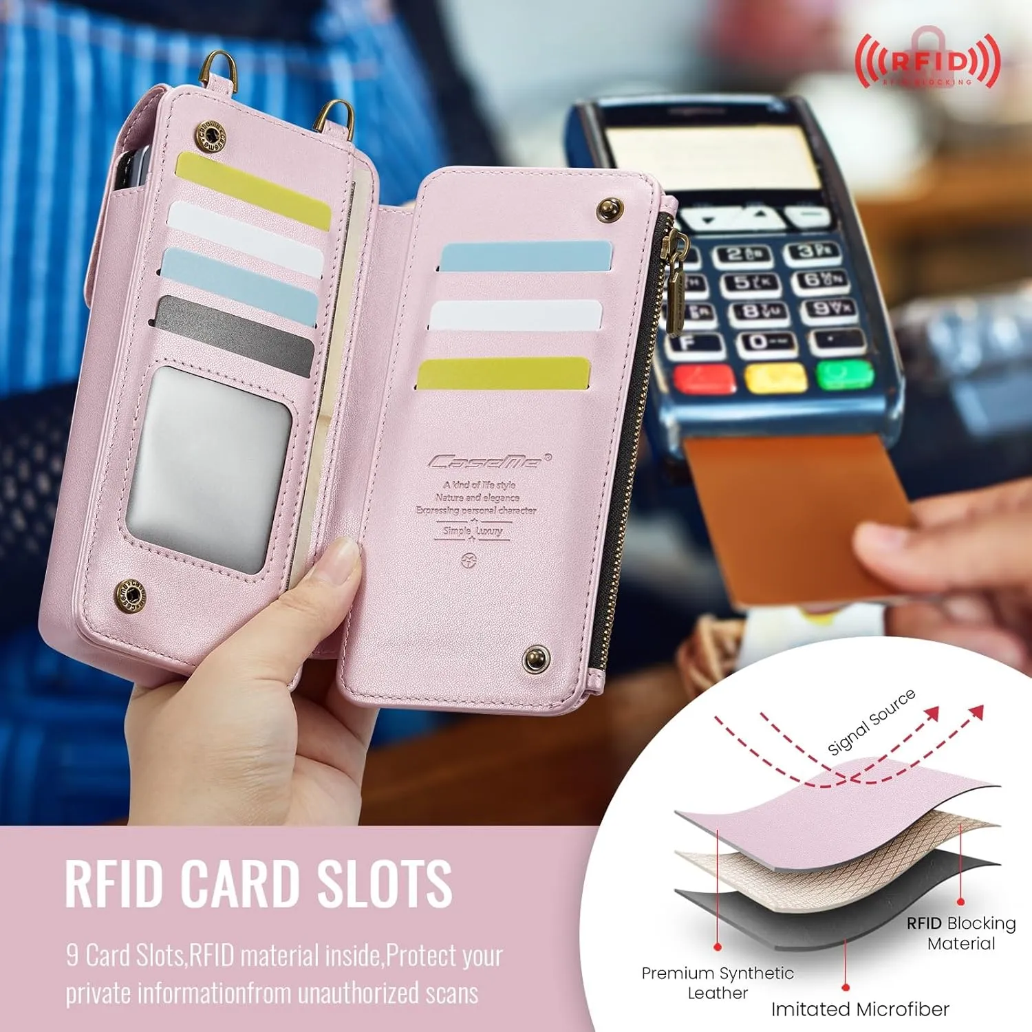 Smartphone Flip Cases Cell Phone Bag Wallet Women/Men Case for Samsung Galaxy Z Fold 6/5/4/3 Universal Cell Sleeve Crossbody Bag Shoulder Strap,with Card Holder Strap PU Leather RFID Blocking Flip Fol