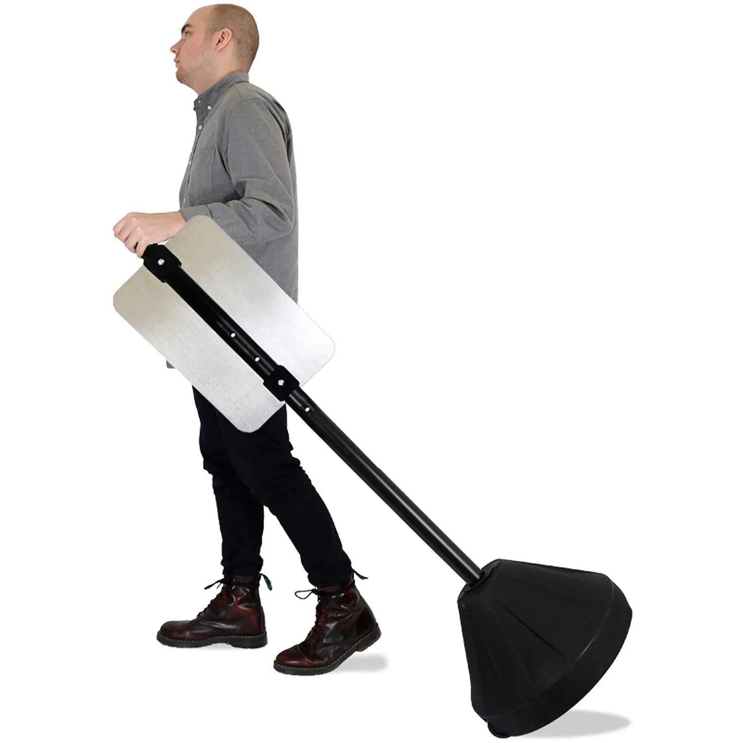 SmartSign Roll 'n' Pole Standard Black Base | 3.5ft. Pole with 1.5ft. Diameter Base, Made in USA