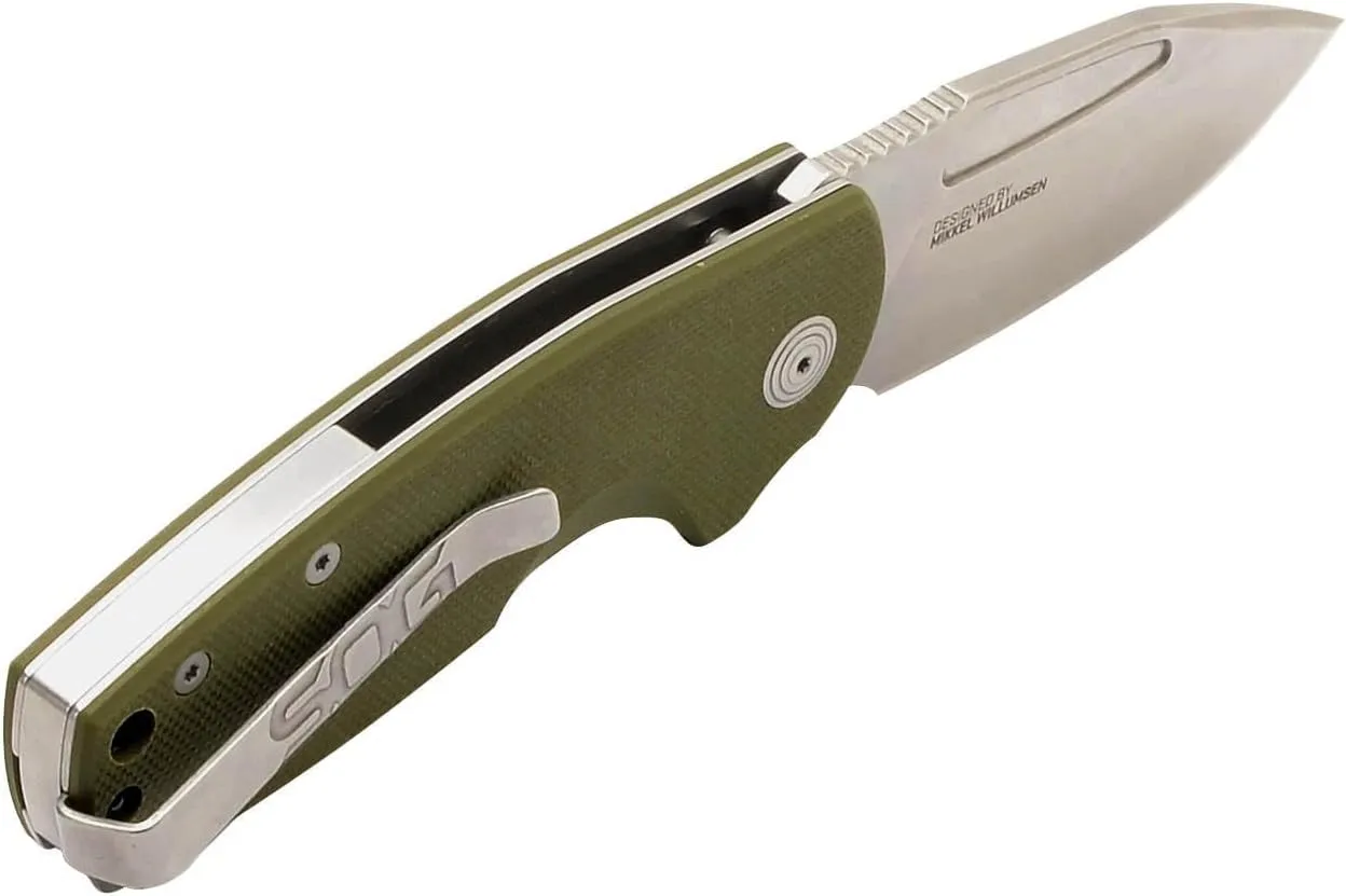 SOG Stout SJ Everyday Carry Portable Outdoor Camping Folding Knife | Ambidextrous Carry | CRYO D2 Steel Blade | Slip Joint