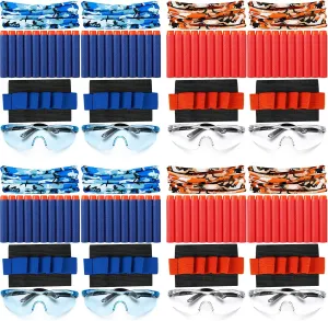Sosation 64 Pcs Gun Party Supplies and Favors Compatible with Nerf Include Tactical Glasses Face Mask Foam Darts Wrist Ammo Holder Gun Accessories Party Favors