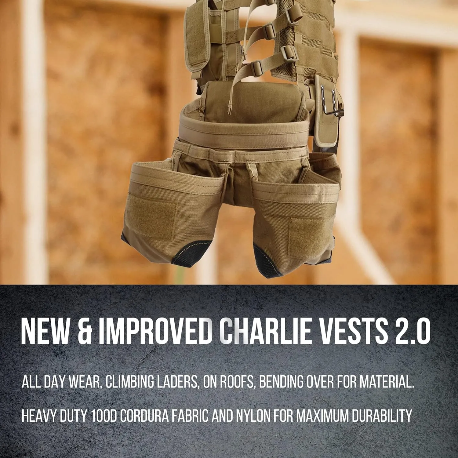 SOTG Charlie Tactical Tool Vest with Tools Pouches, Lightweight & Durable Construction Vest with Weight Dispersal Technology for Construction Work, Framers, Electricians, Carpenters