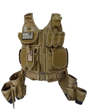 SOTG Charlie Tactical Tool Vest with Tools Pouches, Lightweight & Durable Construction Vest with Weight Dispersal Technology for Construction Work, Framers, Electricians, Carpenters