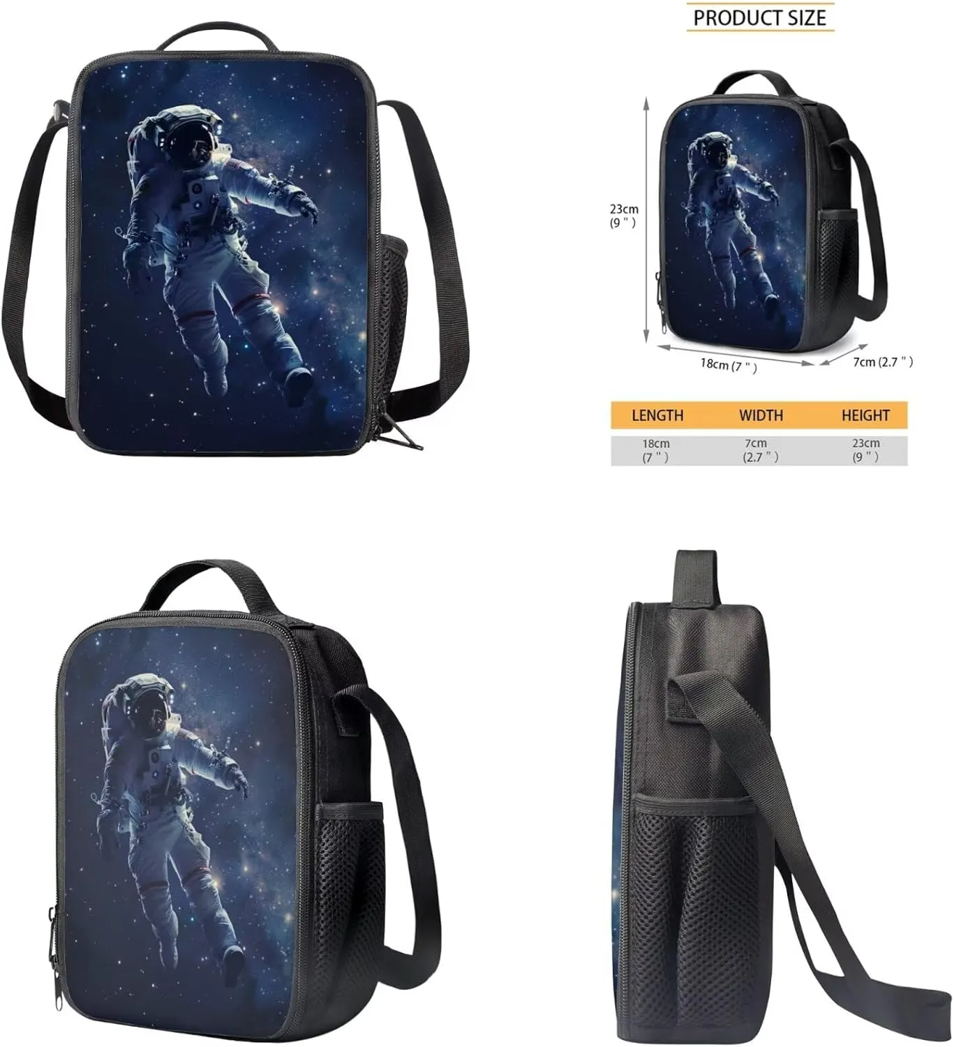 Space Galaxy Astronaut Backpack for Boys Kids Backpack with Lunch Box Water Bottle Pouch and Desk Pen Holder 4PCS Bookbag Set for School Teens 17 inch Large Middle School Bag with Side Pocket