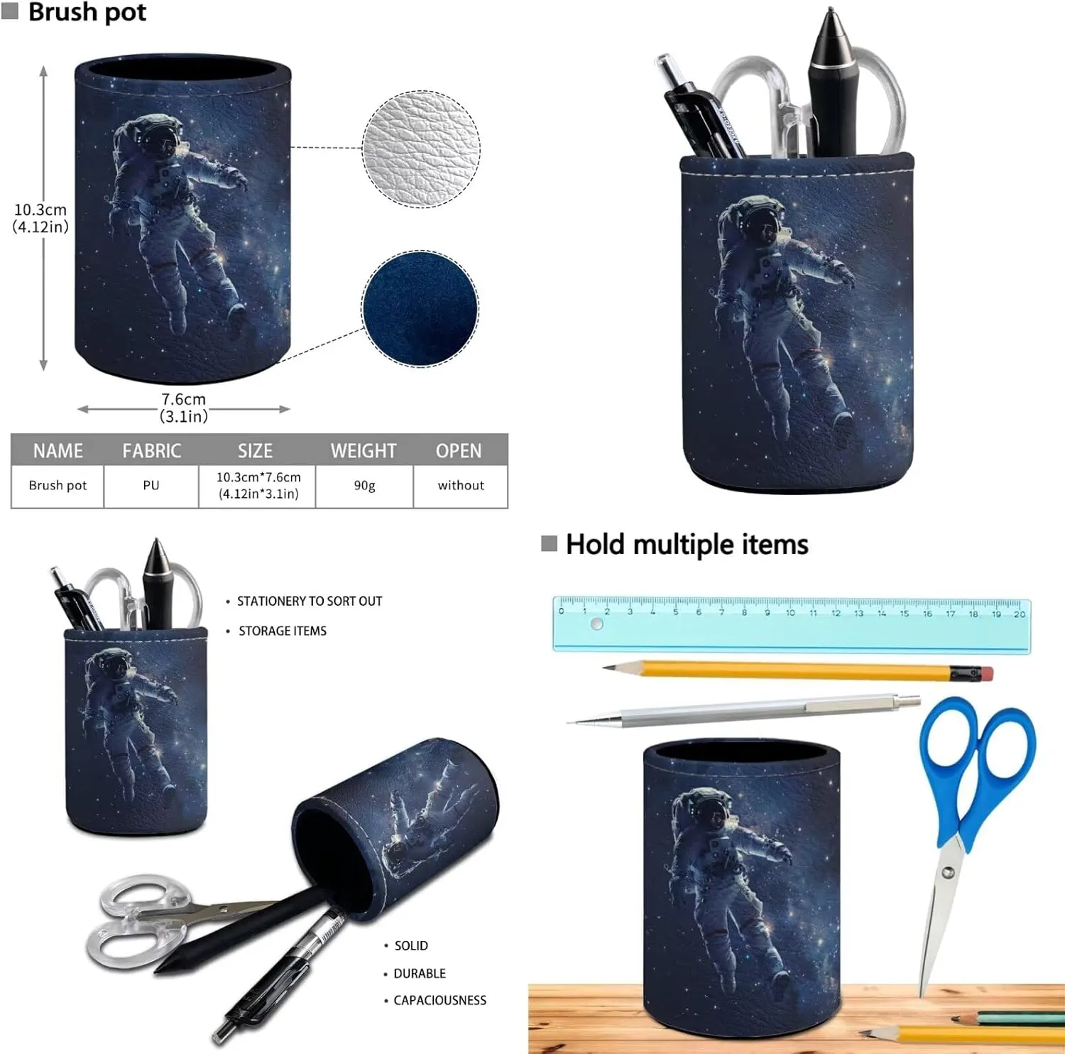 Space Galaxy Astronaut Backpack for Boys Kids Backpack with Lunch Box Water Bottle Pouch and Desk Pen Holder 4PCS Bookbag Set for School Teens 17 inch Large Middle School Bag with Side Pocket