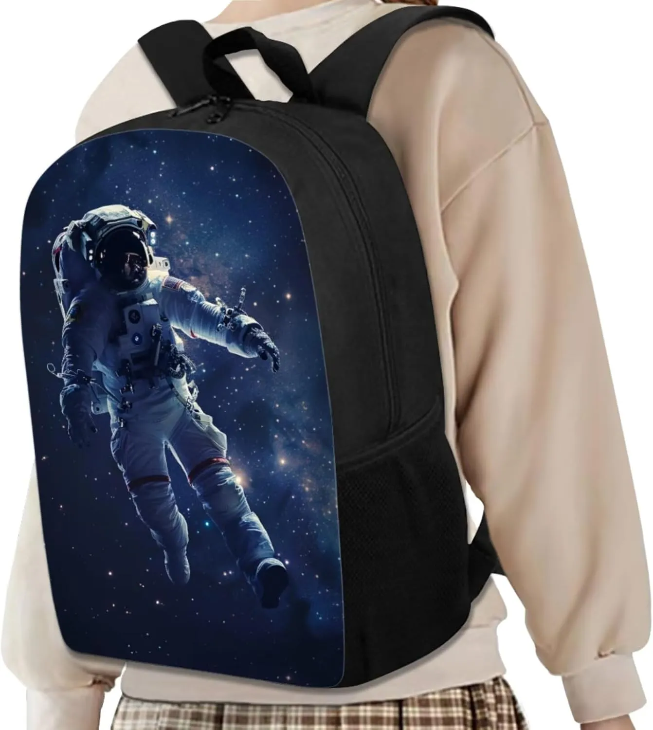 Space Galaxy Astronaut Backpack for Boys Kids Backpack with Lunch Box Water Bottle Pouch and Desk Pen Holder 4PCS Bookbag Set for School Teens 17 inch Large Middle School Bag with Side Pocket