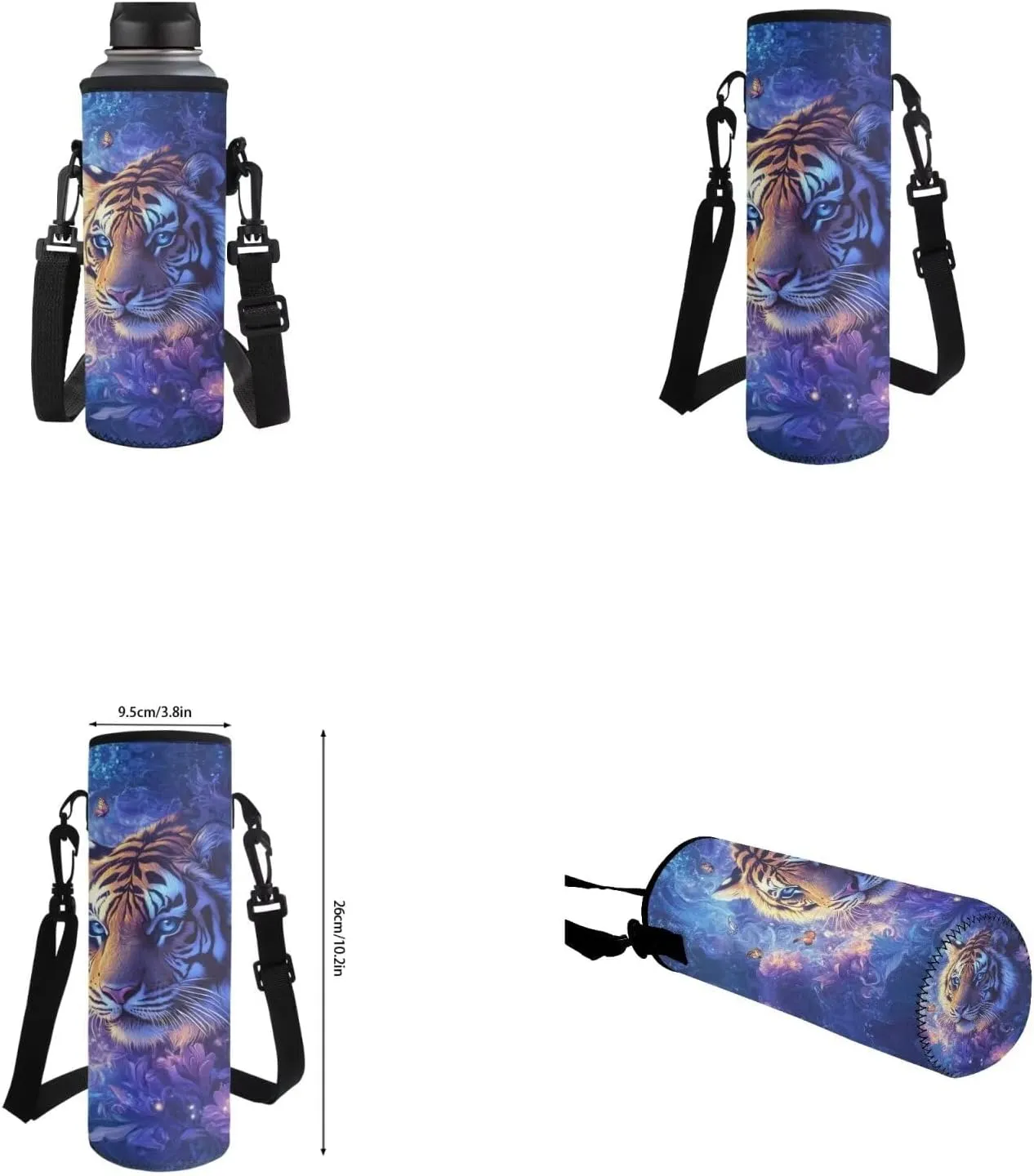 Space Tiger Cool Backpacks for Boys Backpack with Lunch Box Pencil Case Water Cup Cover 17 Inch Large Capacity Kids Bookbag for Boys Elementary School bags 4 Pcs Daypacks