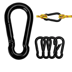 Spring Snap Hook Black Carabiner ，Sunxer Tool Small Black Carabiner Clip 1.97 inch 5 PCS Heavy Duty Carabiner Clip Qick Link for Keychain Dog Leash Locking Camping Fishing Hiking 1.97inch(M5)--5pcs