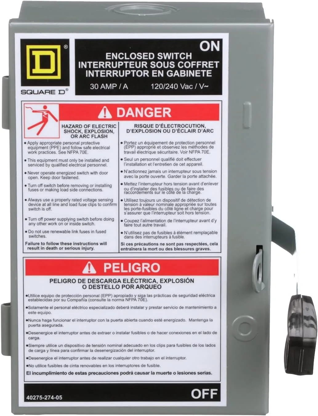 Square D - L221N Light Duty Safety Switch, Fusible, 30-Amp, 240V, 2-Pole, Indoor, W/Neutral
