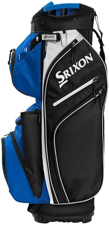 Srixon, Premium Cart Golf Bag, 14 Club Divider, 11 Zipper Pockets Including a Velour-Lined Valuable& an Insulated Coller Pocket, Score Card, Pen& Divot Holders, Cart Lock Bottom Base, Grey/Black