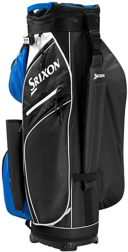Srixon, Premium Cart Golf Bag, 14 Club Divider, 11 Zipper Pockets Including a Velour-Lined Valuable& an Insulated Coller Pocket, Score Card, Pen& Divot Holders, Cart Lock Bottom Base, Grey/Black
