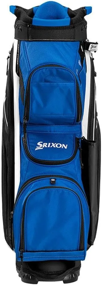 Srixon, Premium Cart Golf Bag, 14 Club Divider, 11 Zipper Pockets Including a Velour-Lined Valuable& an Insulated Coller Pocket, Score Card, Pen& Divot Holders, Cart Lock Bottom Base, Grey/Black