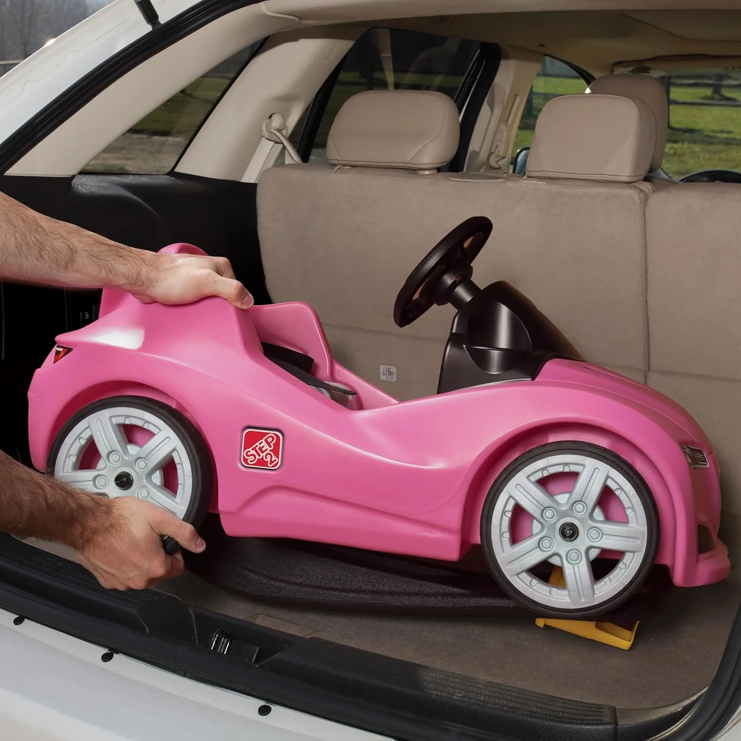 Step2 Whisper Ride Cruiser Kids Push Car, Ride On Toy, Stroller Substitute, Includes Seat Belt & Horn, Made of Durable Plastic, Max Weight 50 lbs., For Toddlers 1.5-4 Years Old, Pink