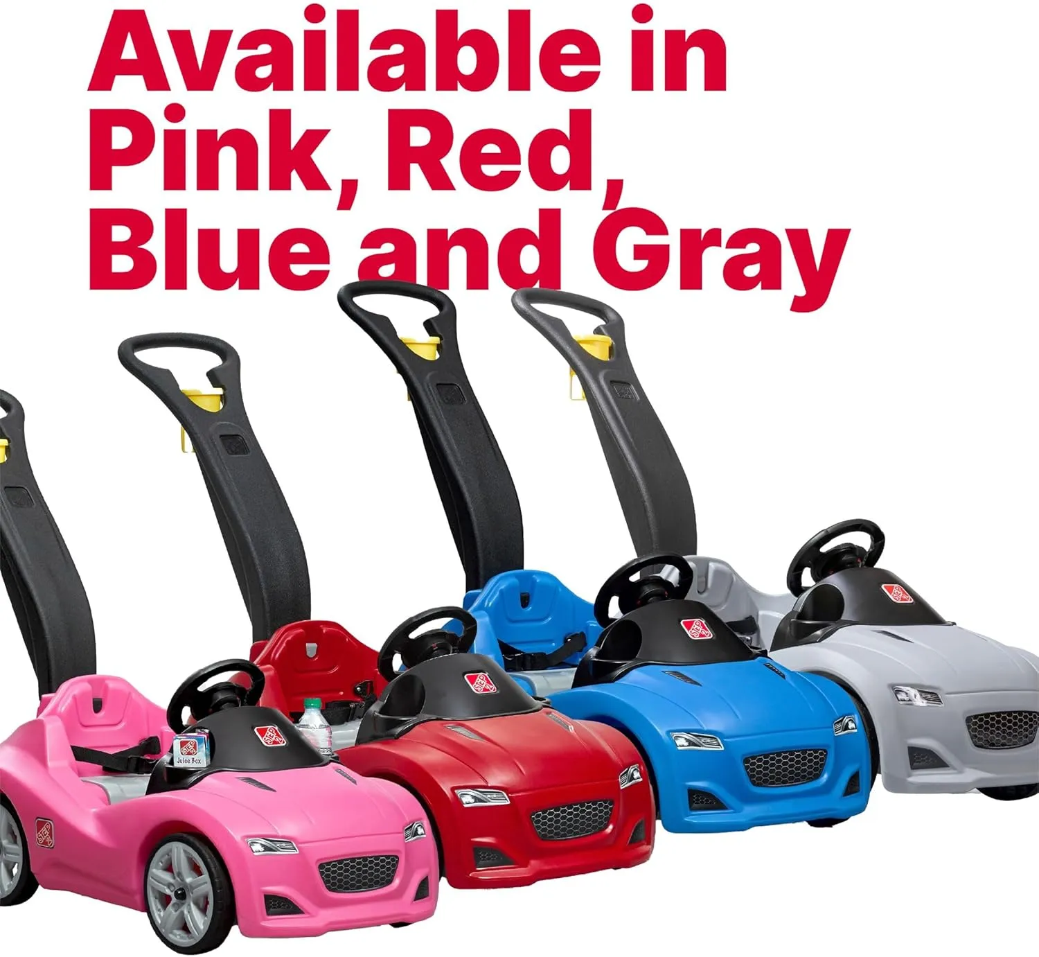 Step2 Whisper Ride Cruiser Kids Push Car, Ride On Toy, Stroller Substitute, Includes Seat Belt & Horn, Made of Durable Plastic, Max Weight 50 lbs., For Toddlers 1.5-4 Years Old, Pink