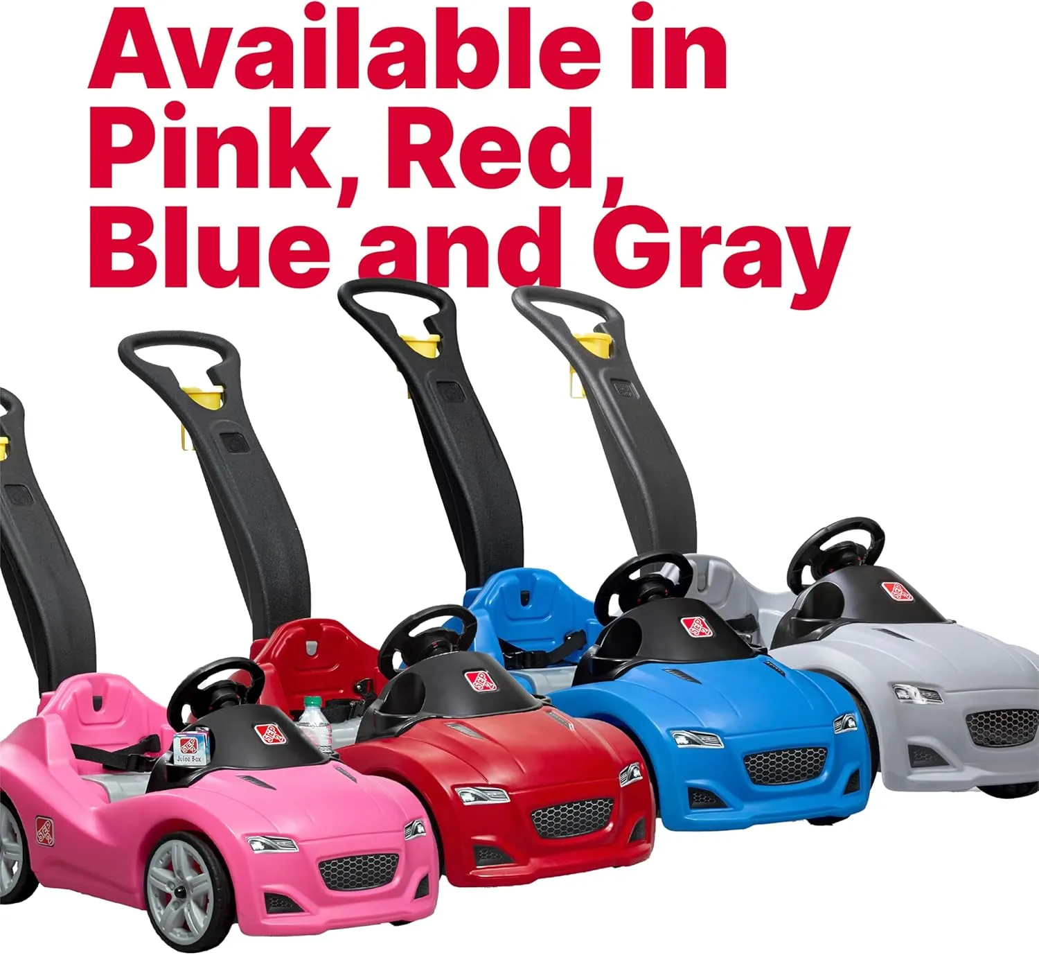 Step2 Whisper Ride Cruiser Kids Push Car, Ride On Toy, Stroller Substitute, Includes Seat Belt & Horn, Made of Durable Plastic, Max Weight 50 lbs., For Toddlers 1.5-4 Years Old, Red