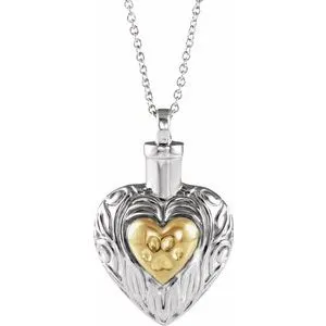 Sterling Silver Pet Heart Ash Holder 18" Necklace
