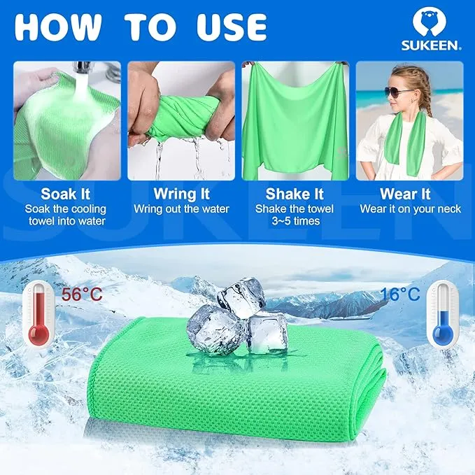 Sukeen Mini Cooling Towel(31 "x9),Kids Cooling Towel,Ice Towel,Soft Breathable Chilly Towel,Microfiber Towel for Boys and Girls Shool,Sport,Running,Camping,Fitness,Parent-Child Activities,ect.