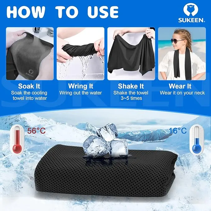 Sukeen Mini Cooling Towel(31 "x9),Kids Cooling Towel,Ice Towel,Soft Breathable Chilly Towel,Microfiber Towel for Boys and Girls Shool,Sport,Running,Camping,Fitness,Parent-Child Activities,ect.