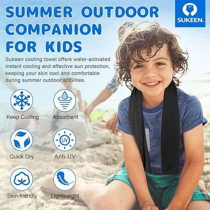 Sukeen Mini Cooling Towel(31 "x9),Kids Cooling Towel,Ice Towel,Soft Breathable Chilly Towel,Microfiber Towel for Boys and Girls Shool,Sport,Running,Camping,Fitness,Parent-Child Activities,ect.
