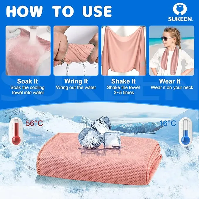 Sukeen Mini Cooling Towel(31 "x9),Kids Cooling Towel,Ice Towel,Soft Breathable Chilly Towel,Microfiber Towel for Boys and Girls Shool,Sport,Running,Camping,Fitness,Parent-Child Activities,ect.