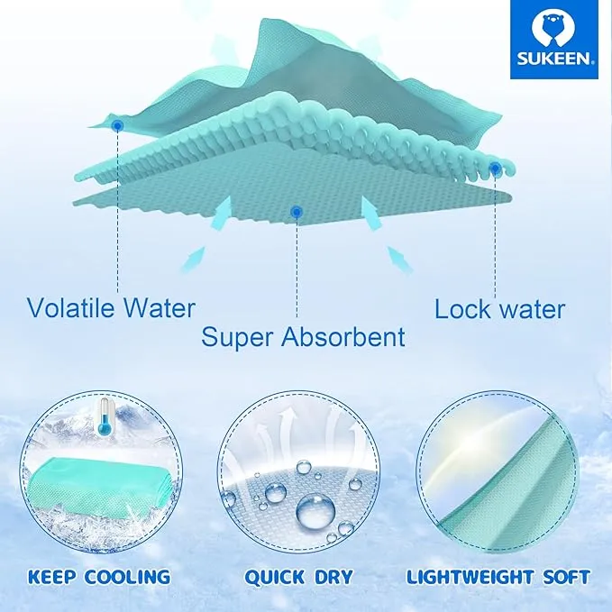 Sukeen Mini Cooling Towel(31 "x9),Kids Cooling Towel,Ice Towel,Soft Breathable Chilly Towel,Microfiber Towel for Boys and Girls Shool,Sport,Running,Camping,Fitness,Parent-Child Activities,ect.