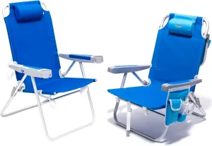 SUNNYFEEL Extra Wide 28" Folding Beach Chair 5 Position Lay Flat, Portable Camping Chair with Cup Holder for Outdoor/Lawn/Trip/Picnic, Lightweight Foldable Sand Chairs for Adults