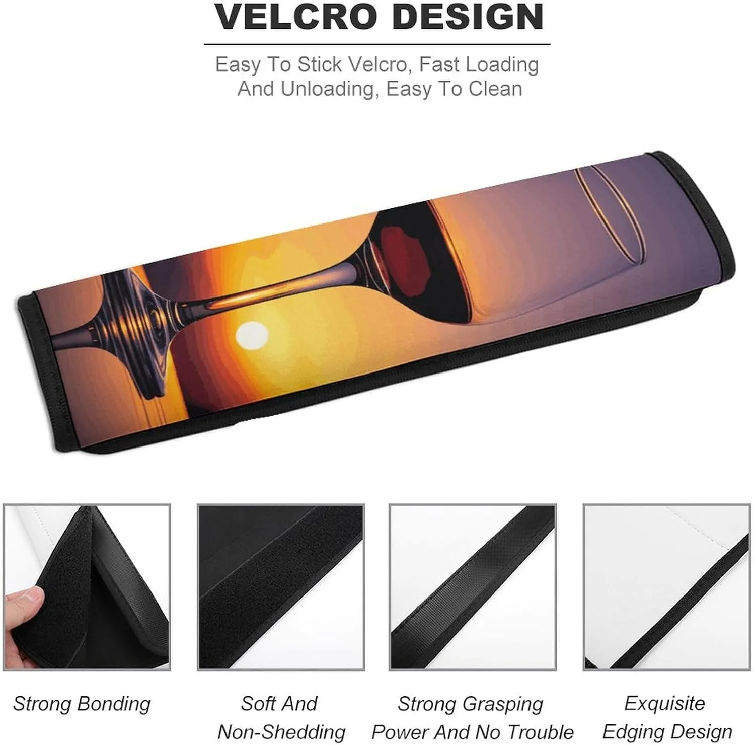 Sunset Wine Glass Auto Seat Belt Cover 1PCS Universal Car Seat Belt Shoulder Protector Pad, Protect Your Shoulders and Neck for Car Seat Belt, Shoulder Bag, Backpack
