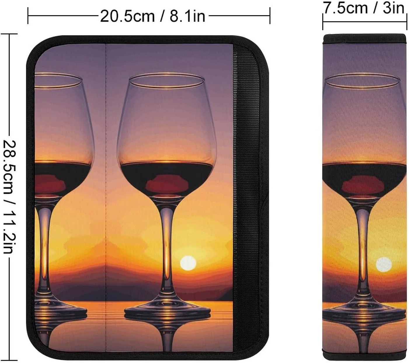 Sunset Wine Glass Auto Seat Belt Cover 1PCS Universal Car Seat Belt Shoulder Protector Pad, Protect Your Shoulders and Neck for Car Seat Belt, Shoulder Bag, Backpack