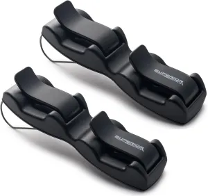 Superior Essentials Sunglass Holder for Car Visor - Eyeglass Car Mount with Double-Ends Sunglasses Holder Organizer, Universal Car Sunglass Holder Clip, Suitable for All Size Eyeglasses (2 Pack Black