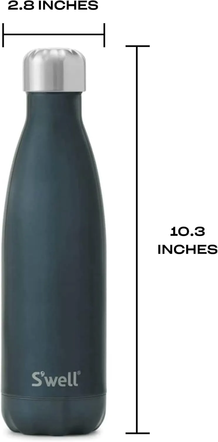 S'well Stainless Steel Water Bottle, 17oz, Blue Suede, Triple-Layered Vacuum Insulated Containers Keeps Drinks Cold for 36 Hours and Hot for 18, BPA Free, Perfect for On the Go