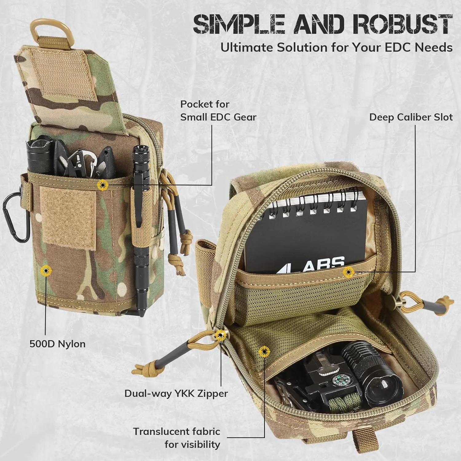 Tactical EDC Pouch, Molle Accessories Shoulder Strap Attachment Pouches for Men Outdoor EDC Tool Bag Utility Gadget Organizer Pack Purse Mobile Phone Holster Pouch