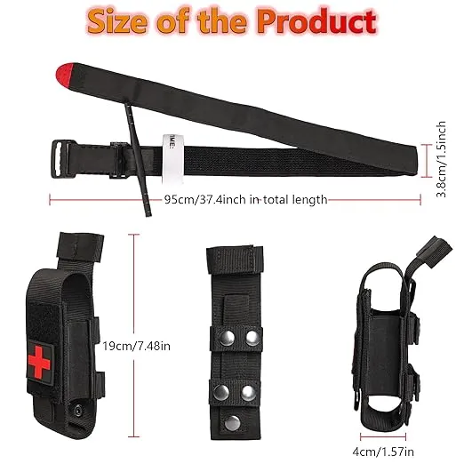 Tactical Molle Tourniquet Pouch Kit with TQ Tourniquet,Trauma Medical Shear,Penlight,Pen,Molle Tourniquet Holder Holster Kit for Outdoor Hiking Camping Survival First Aid (Black)