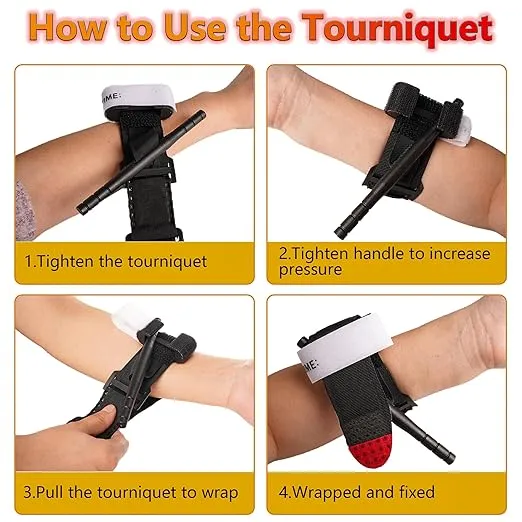Tactical Molle Tourniquet Pouch Kit with TQ Tourniquet,Trauma Medical Shear,Penlight,Pen,Molle Tourniquet Holder Holster Kit for Outdoor Hiking Camping Survival First Aid (Black)