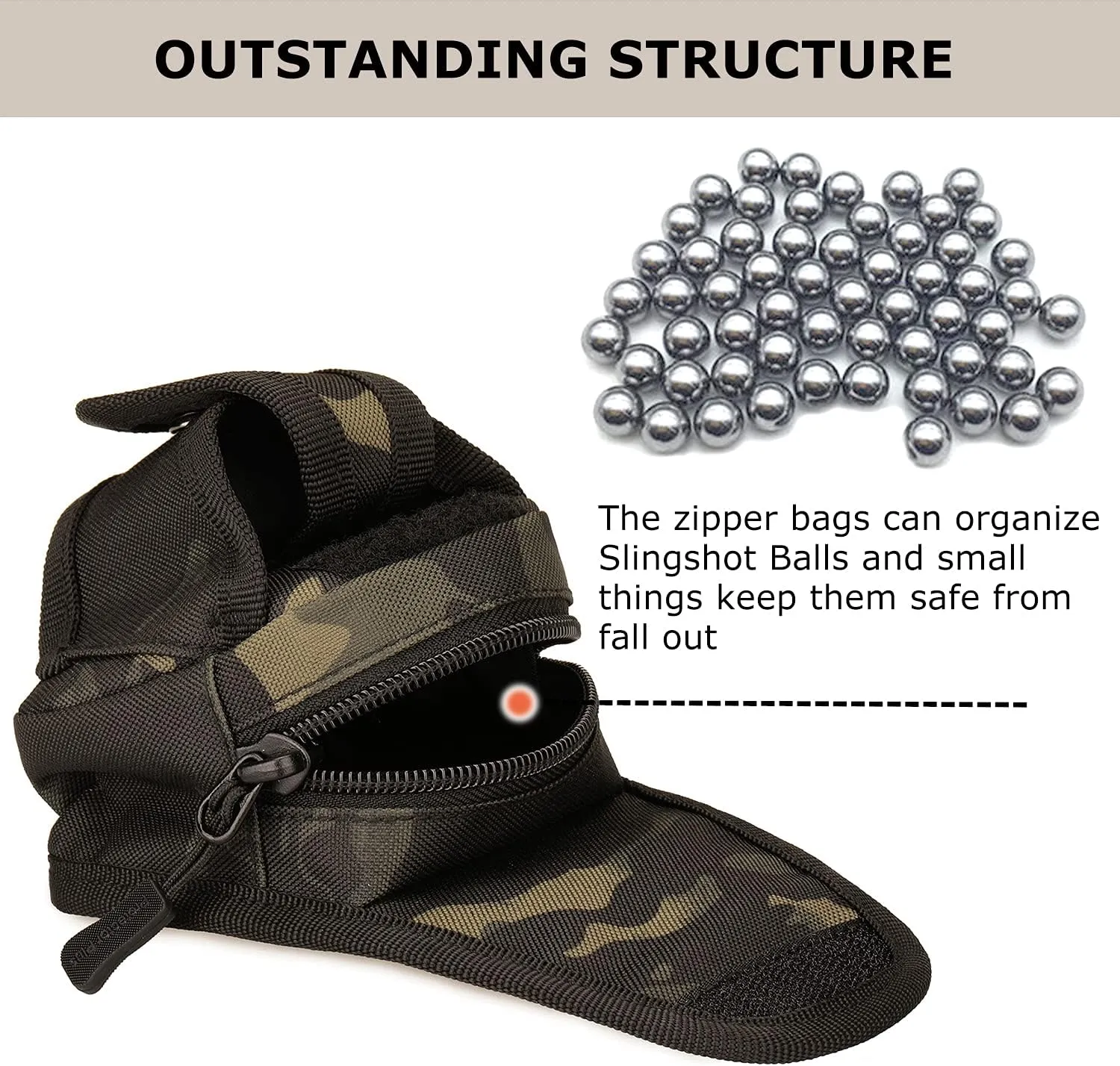 Tactical Slingshot Balls Pouch, MOLLE Attached Storage Waist Bag Military Utility Gadget Gear Pack for Outdoor Sport Traveling