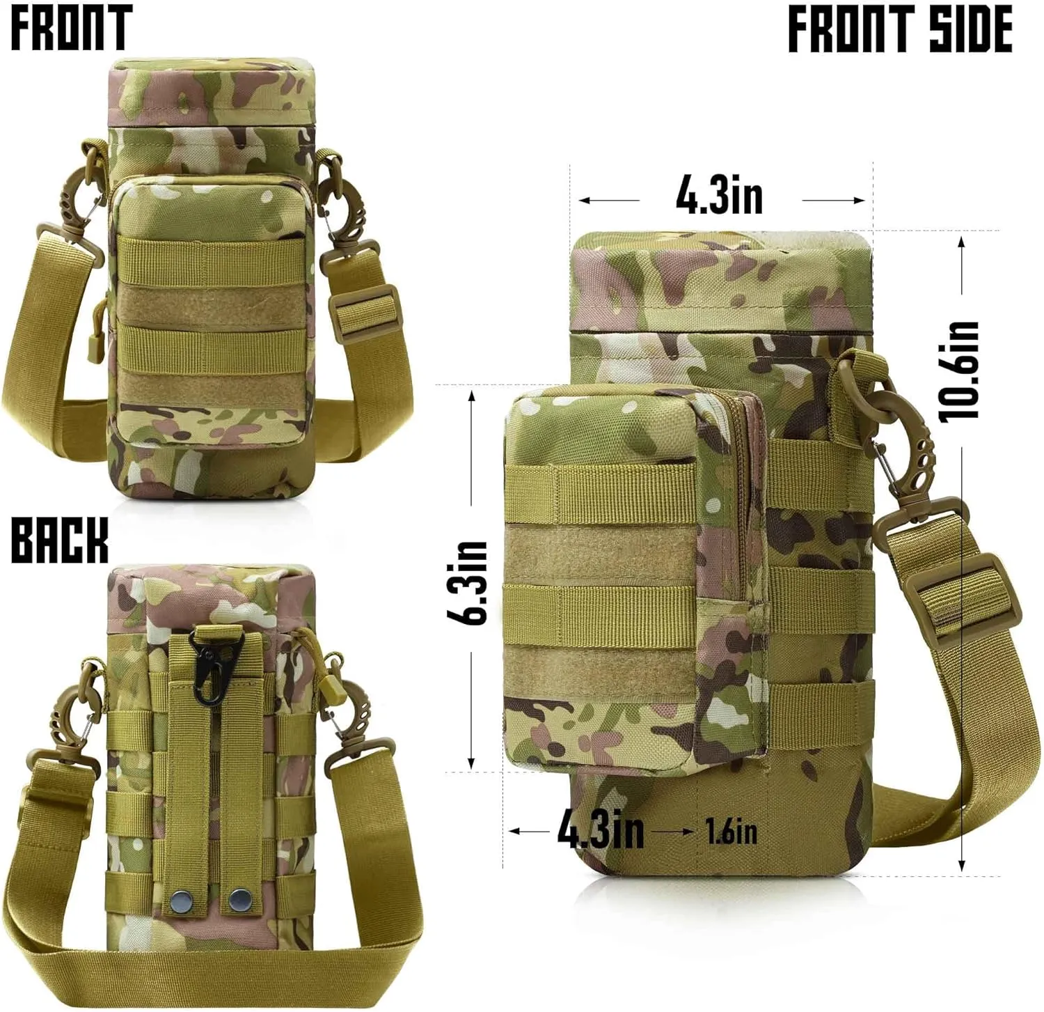Tactical Water Bottle Pouch, Military Army Molle Water Pouches Carrier Holder for Hiking Camping Outdoor Sport Travel