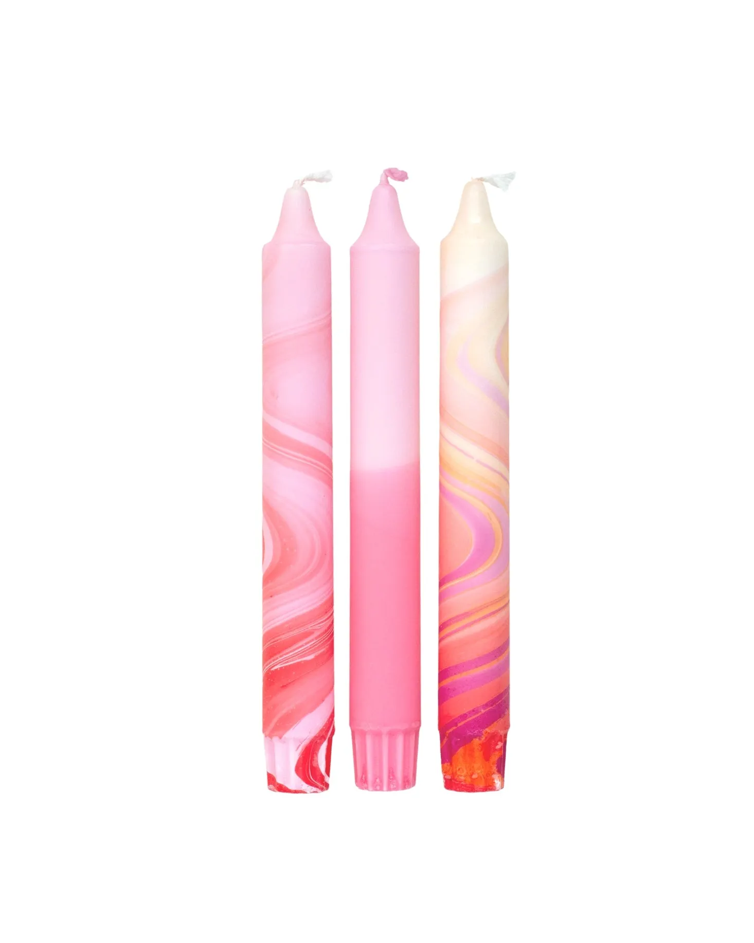 Taper Candles- 3 Pack/ Red Marble Mix