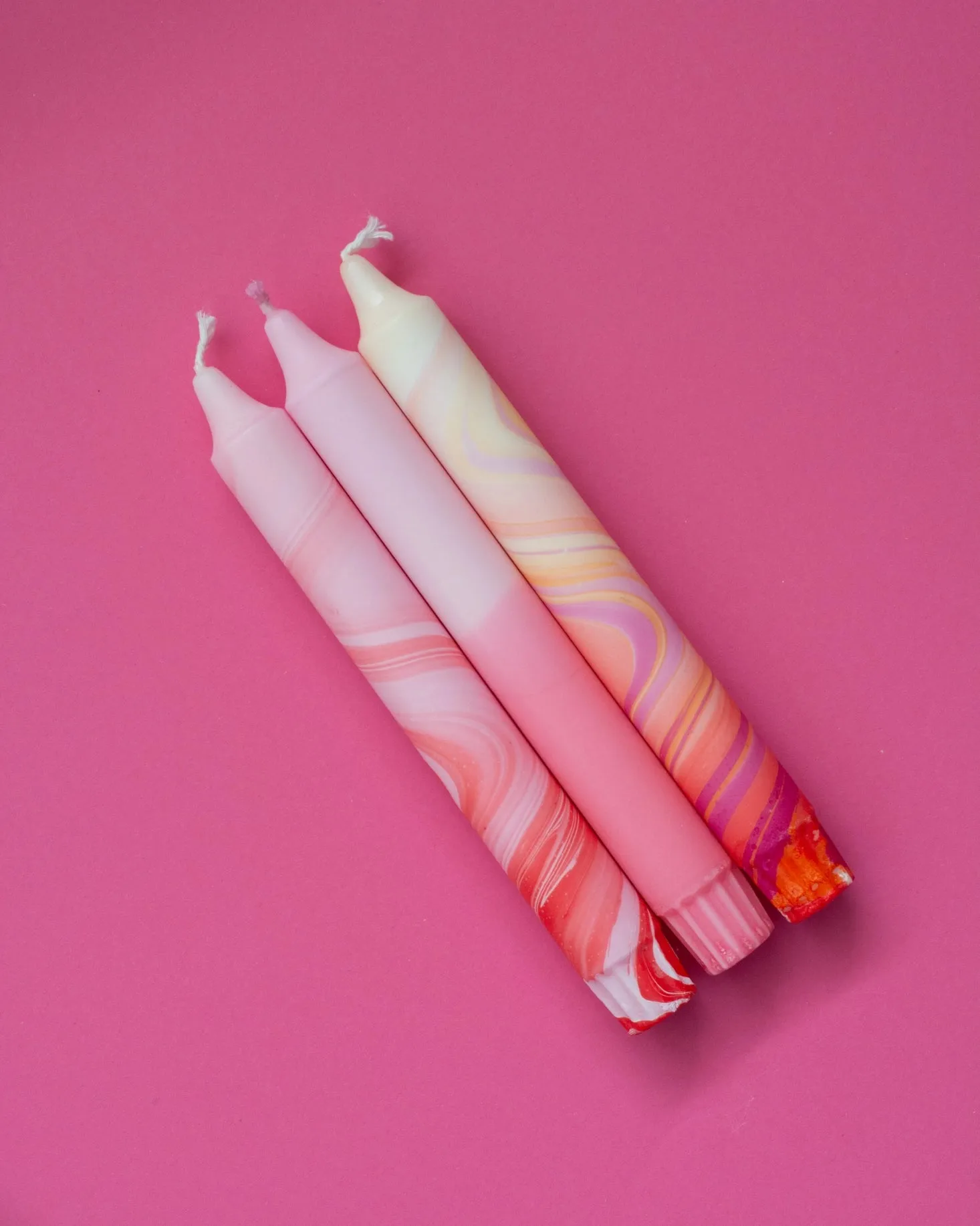 Taper Candles- 3 Pack/ Red Marble Mix