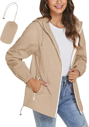 TCOT Womens Rain Jackets Waterproof Windbreaker Jackets lightweight Portable Rain Coat