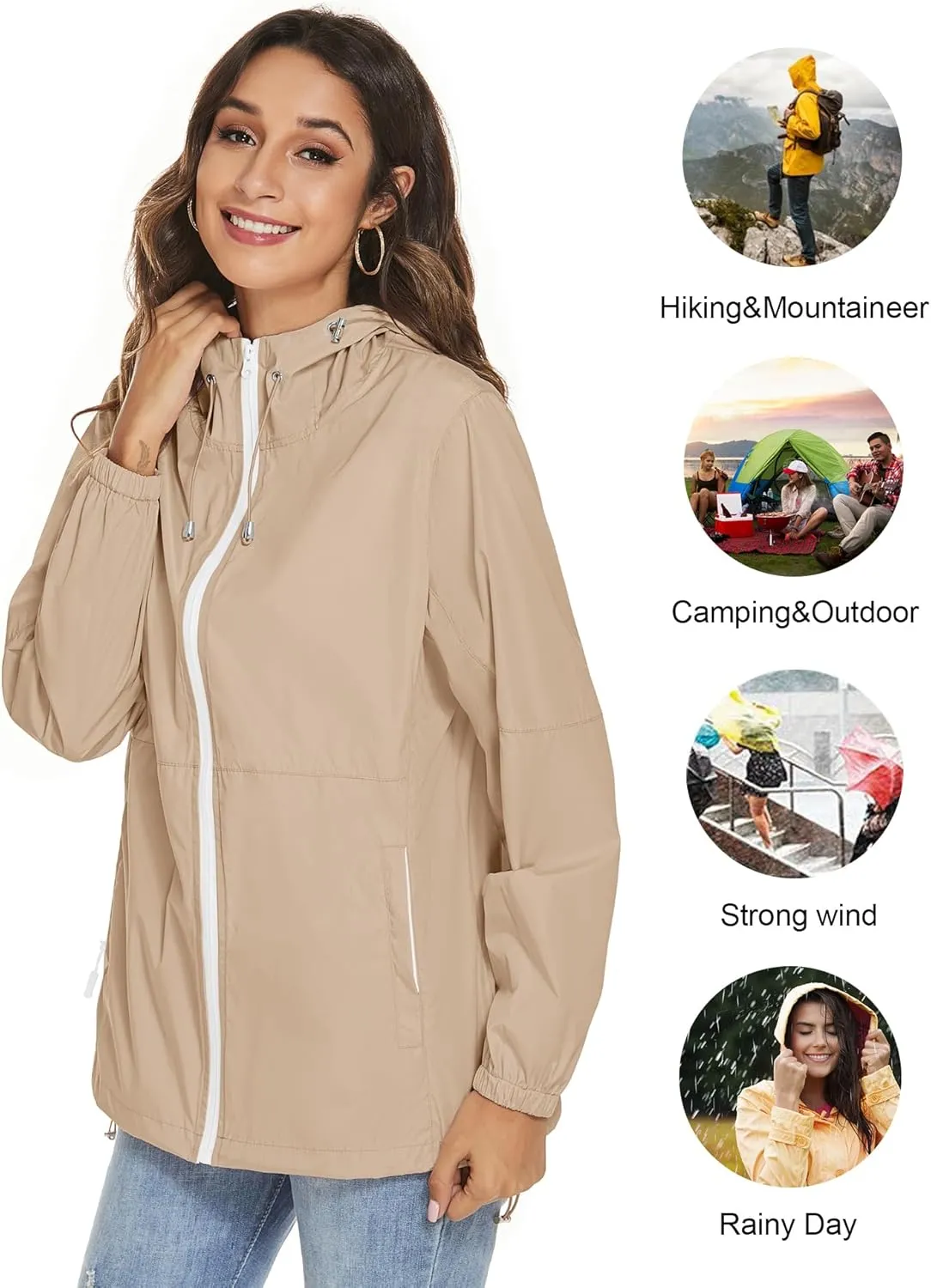 TCOT Womens Rain Jackets Waterproof Windbreaker Jackets lightweight Portable Rain Coat
